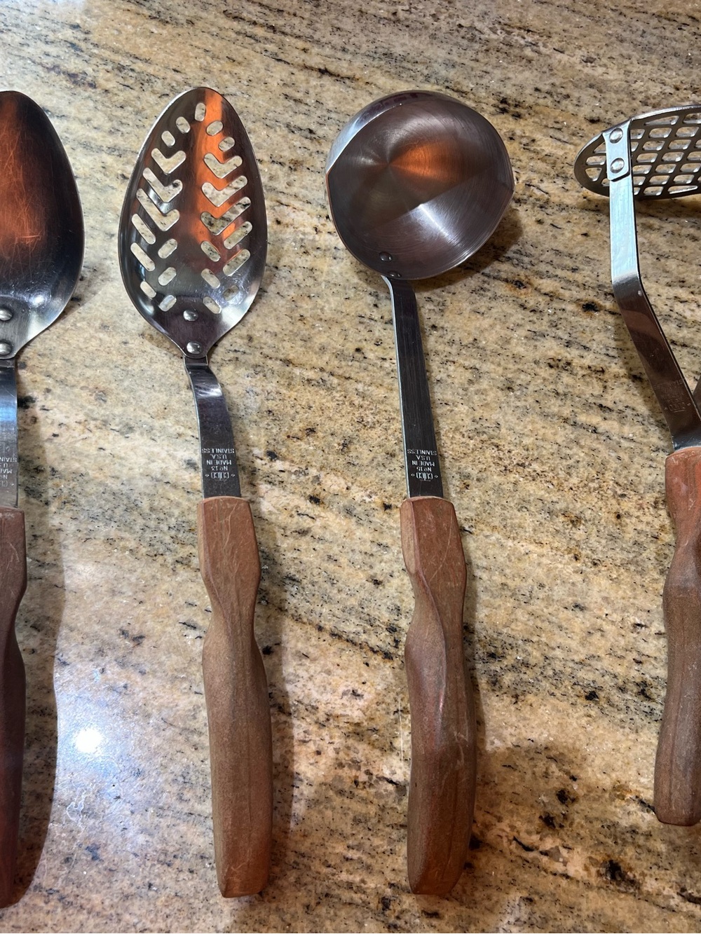 Cutco Brown Wood-Handle Stainless Steel Serving Spoon Set